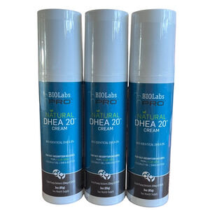 3x BIOLABS PRO Natural Bio-Identical DHEA 20 Cream 2-Month Supply Men/Women 6/27